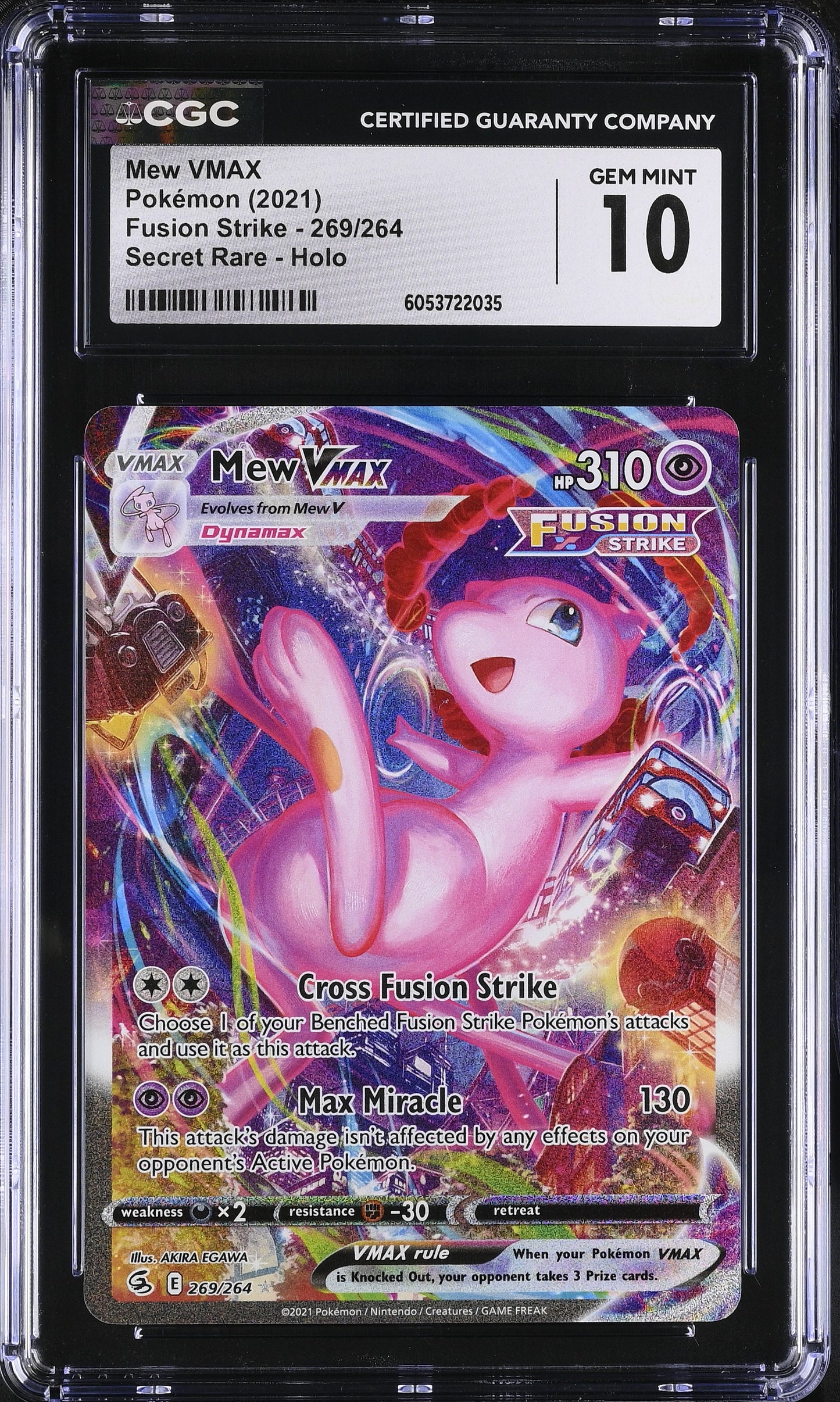 Pokémon English Mew VMAX 269/264 2021 Fusion Strike Secret Rare Holo.