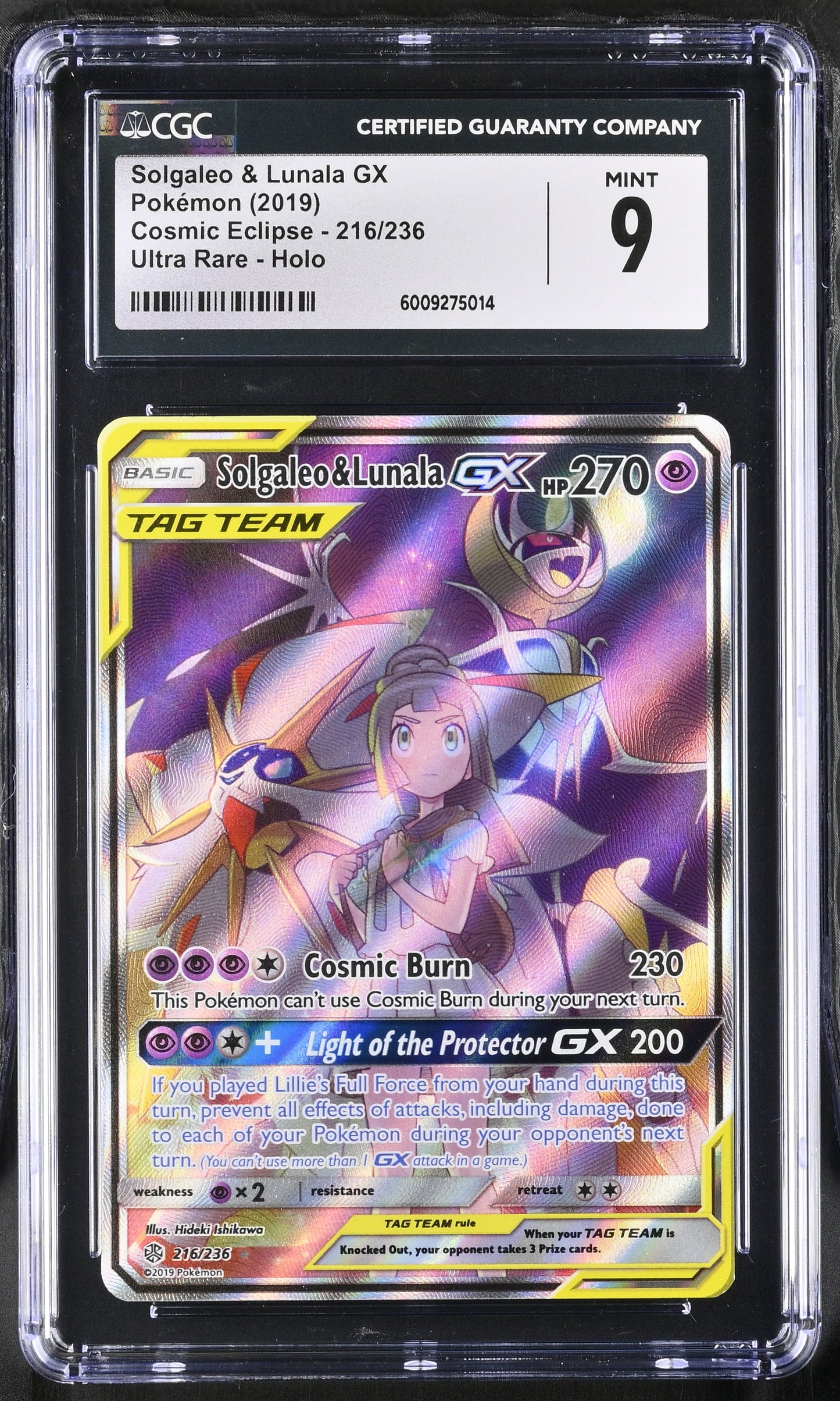 Pokémon Solgaleo & Lunala GX 216/236 Cosmic Eclipse CGC 9