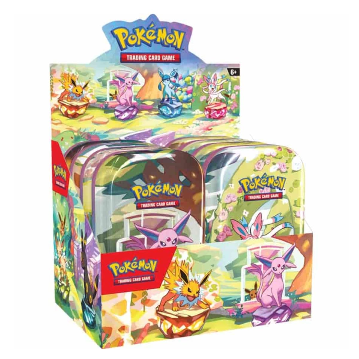 Scarlet & Violet Prismatic Evolutions Mini Tin display of 8 mid oct restock