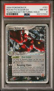 EX TEAM ROCKET RETURNS 101 ROCKET'S SCIZOR EX-HOLO PSA 8