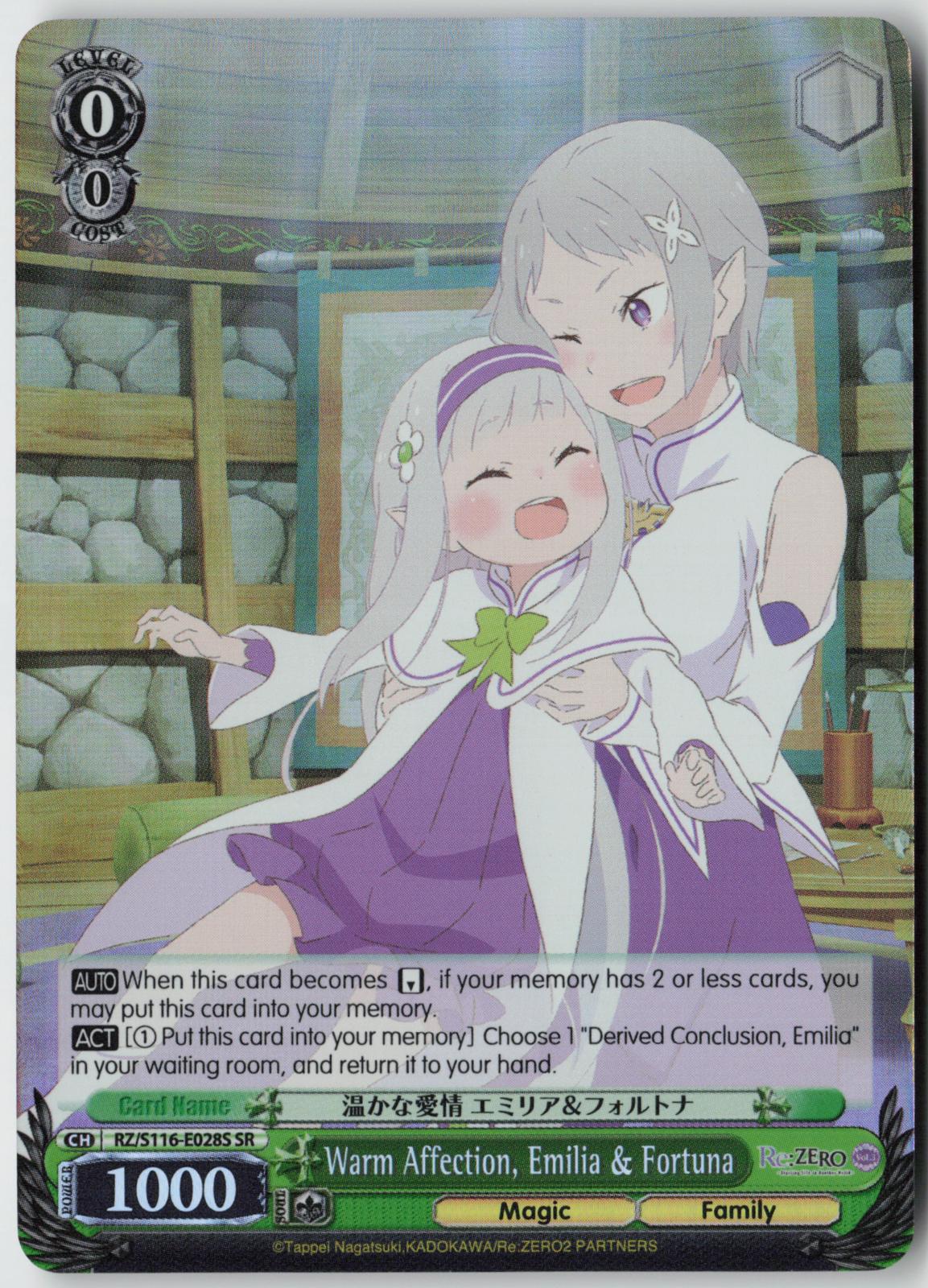 Warm Affection, Emilia & Fortuna (SR) RZ/S116-E028S Re:ZERO Vol.3  NM