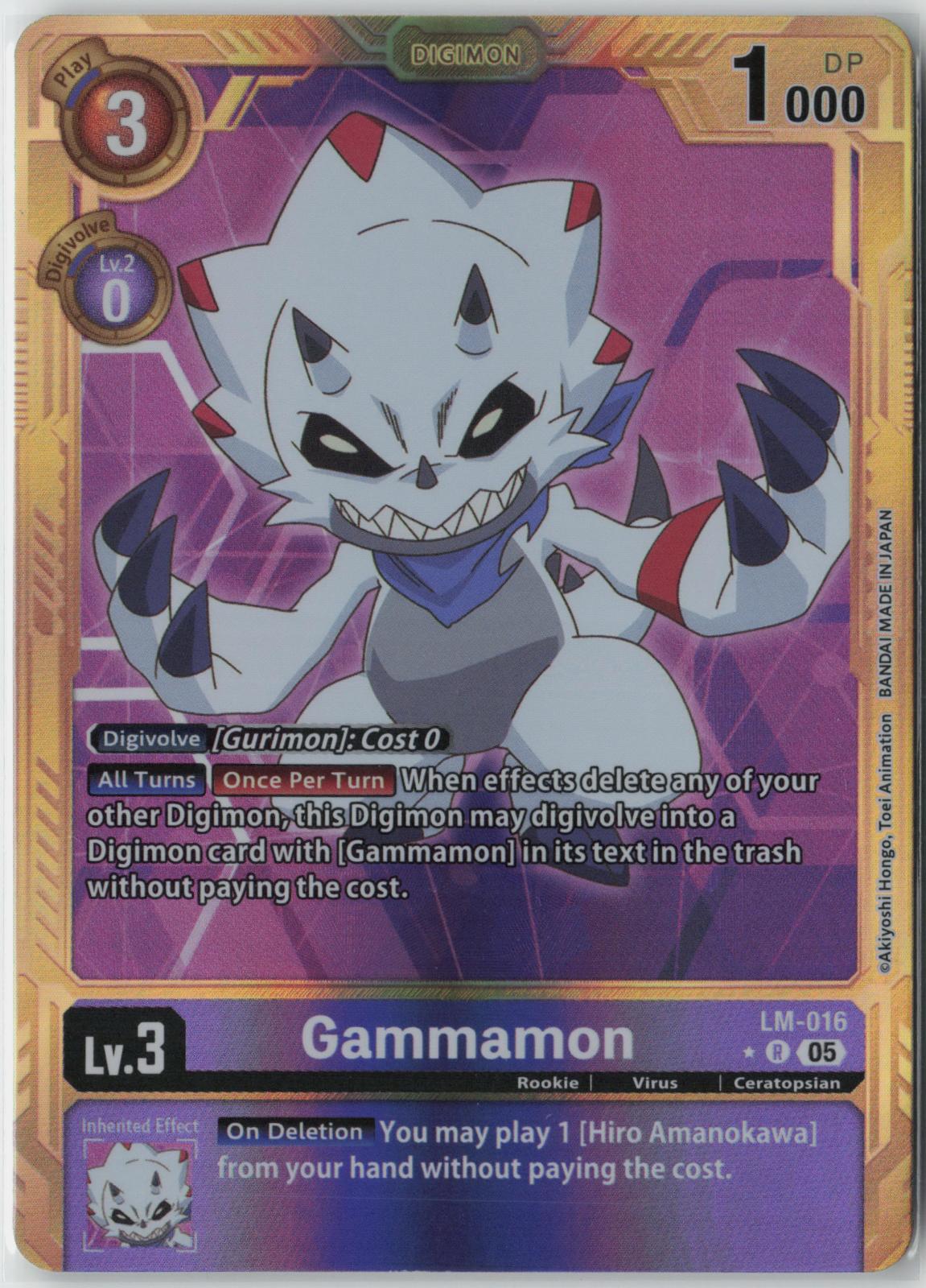 Gammamon (LM-016) Digimon Generation [AD01] Gold Digimon Near Mint