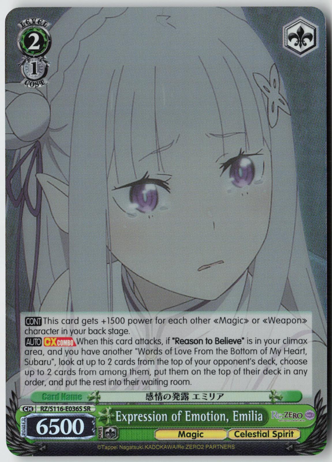 Expression of Emotion, Emilia (SR) RZ/S116-E036S Re:ZERO Vol.3  NM