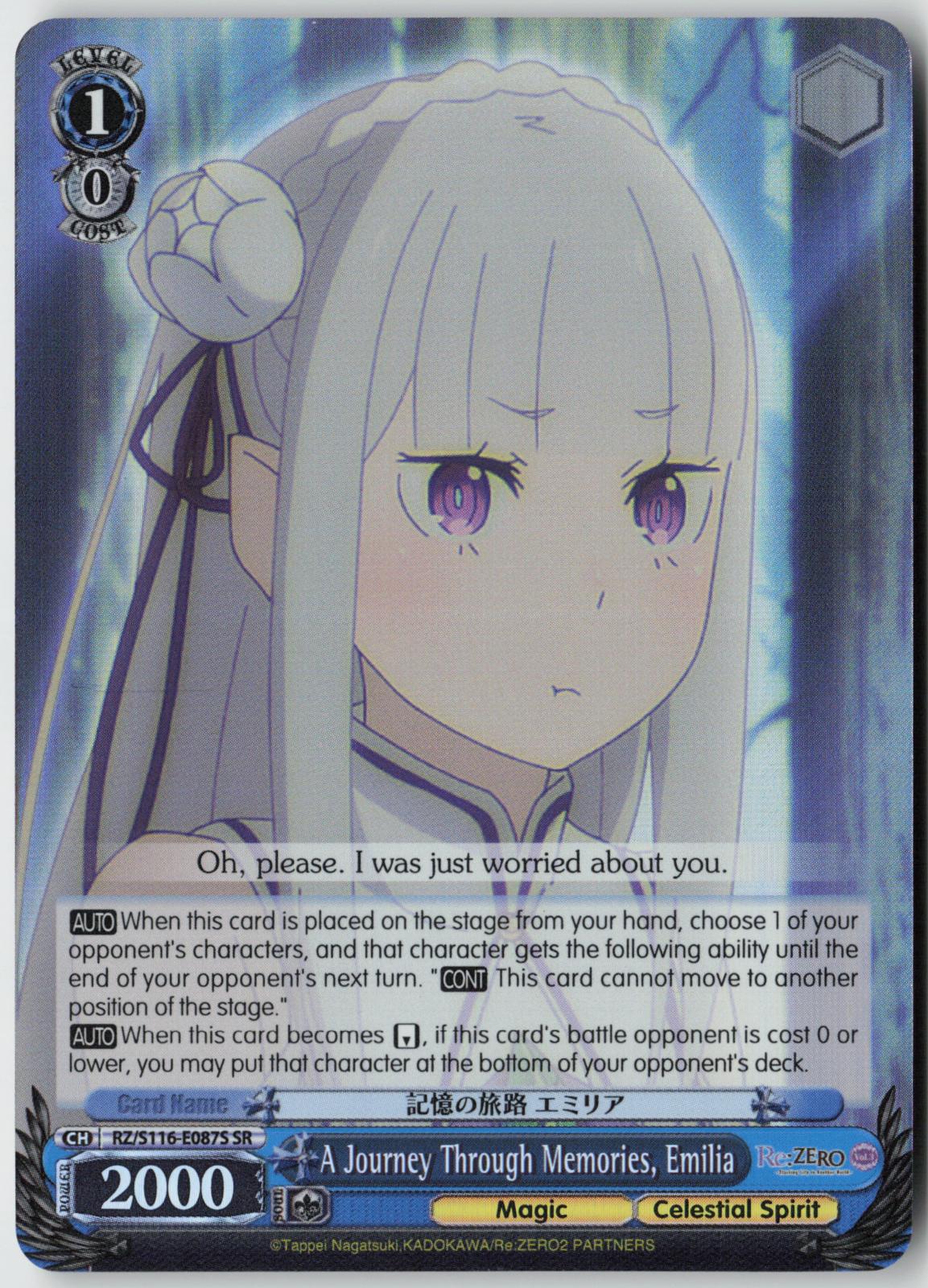 A Journey Through Memories, Emilia (SR) RZ/S116-E087S Re:ZERO Vol.3  NM