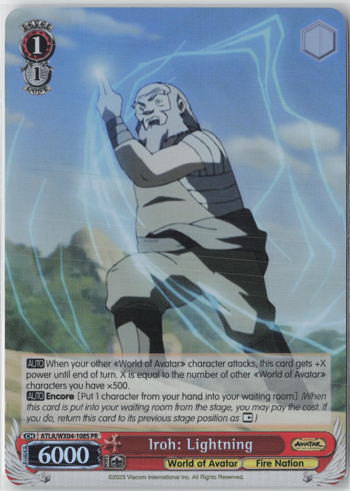 Iroh: Lightning (Foil) ATLA/WX04-108S PR Avatar: The Last Airbender NM