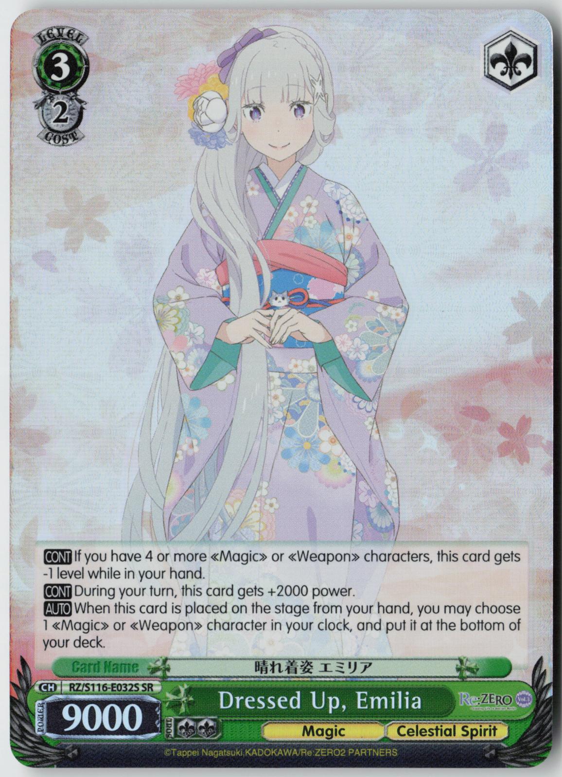 Dressed Up, Emilia (SR) RZ/S116-E032S Re:ZERO Vol.3  NM
