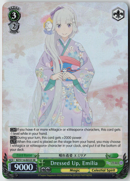 Dressed Up, Emilia (SR) RZ/S116-E032S Re:ZERO Vol.3  NM