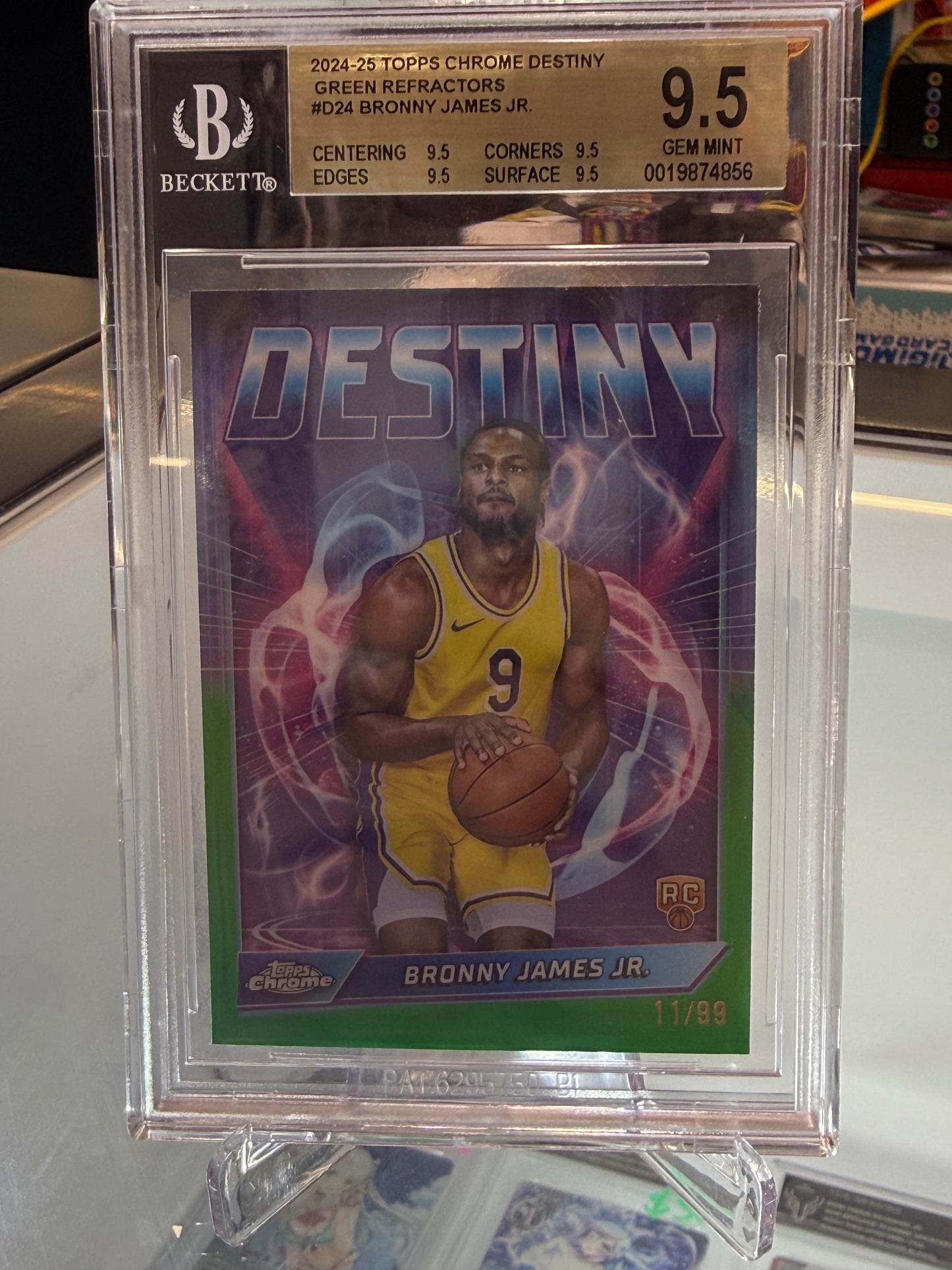 2024-25 Topps Chrome Bronny James jr Green Refractors Beckett 9.5