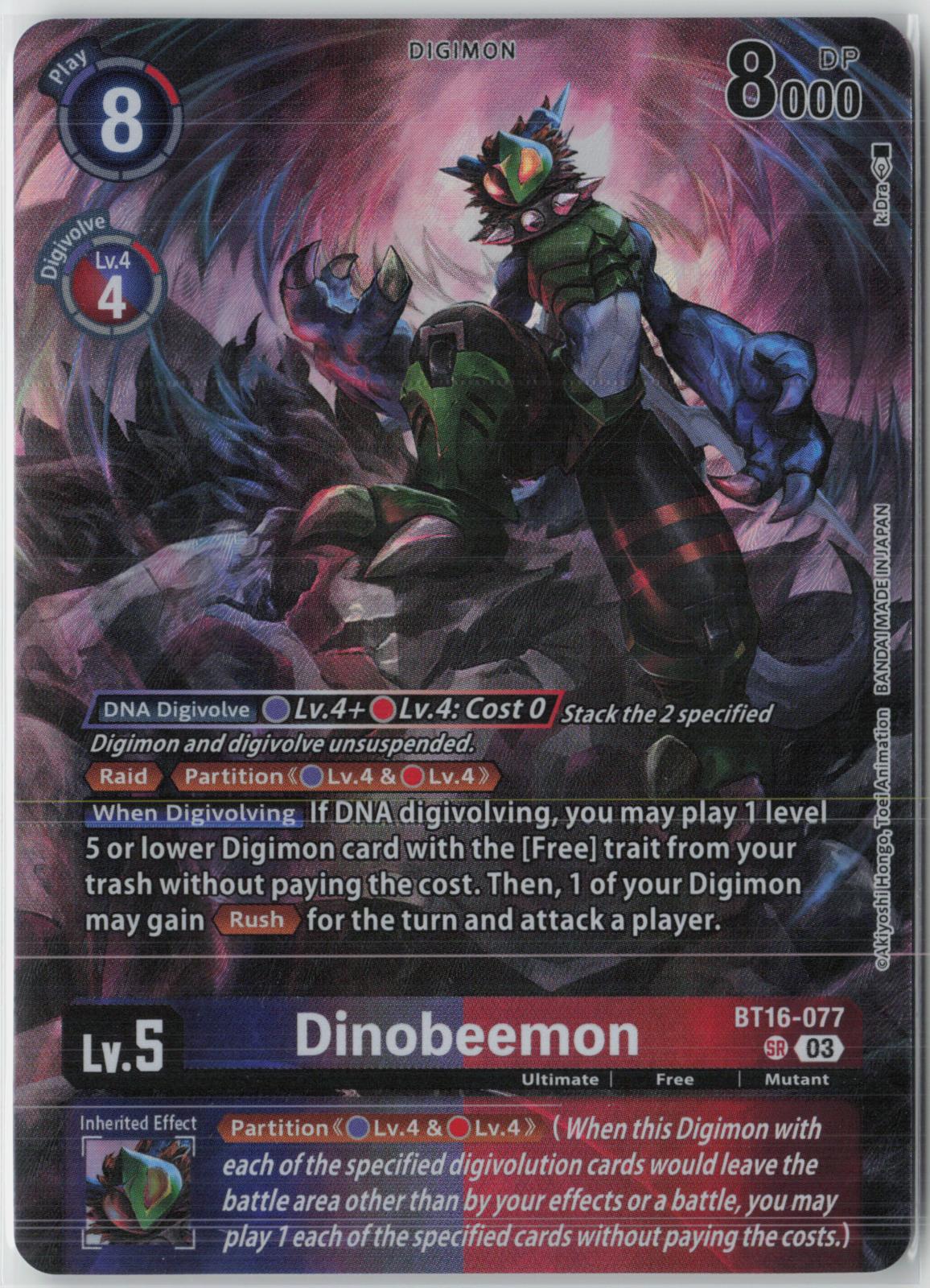 Dinobeemon BT16-077 SR Super Rare Limited Card Pack -Another Knight- Digimon NM