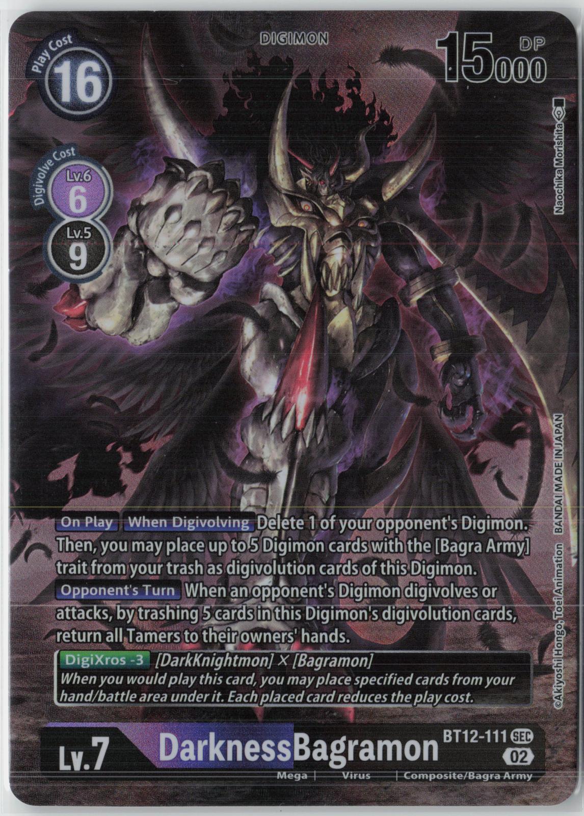 DarknessBagramon (Alternate Art) BT12-111 SEC Secret Rare Across Time Digimon NM