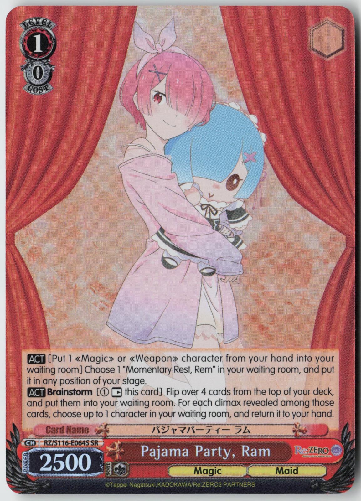 Pajama Party, Ram (SR) RZ/S116-E064S Re:ZERO Vol.3  NM