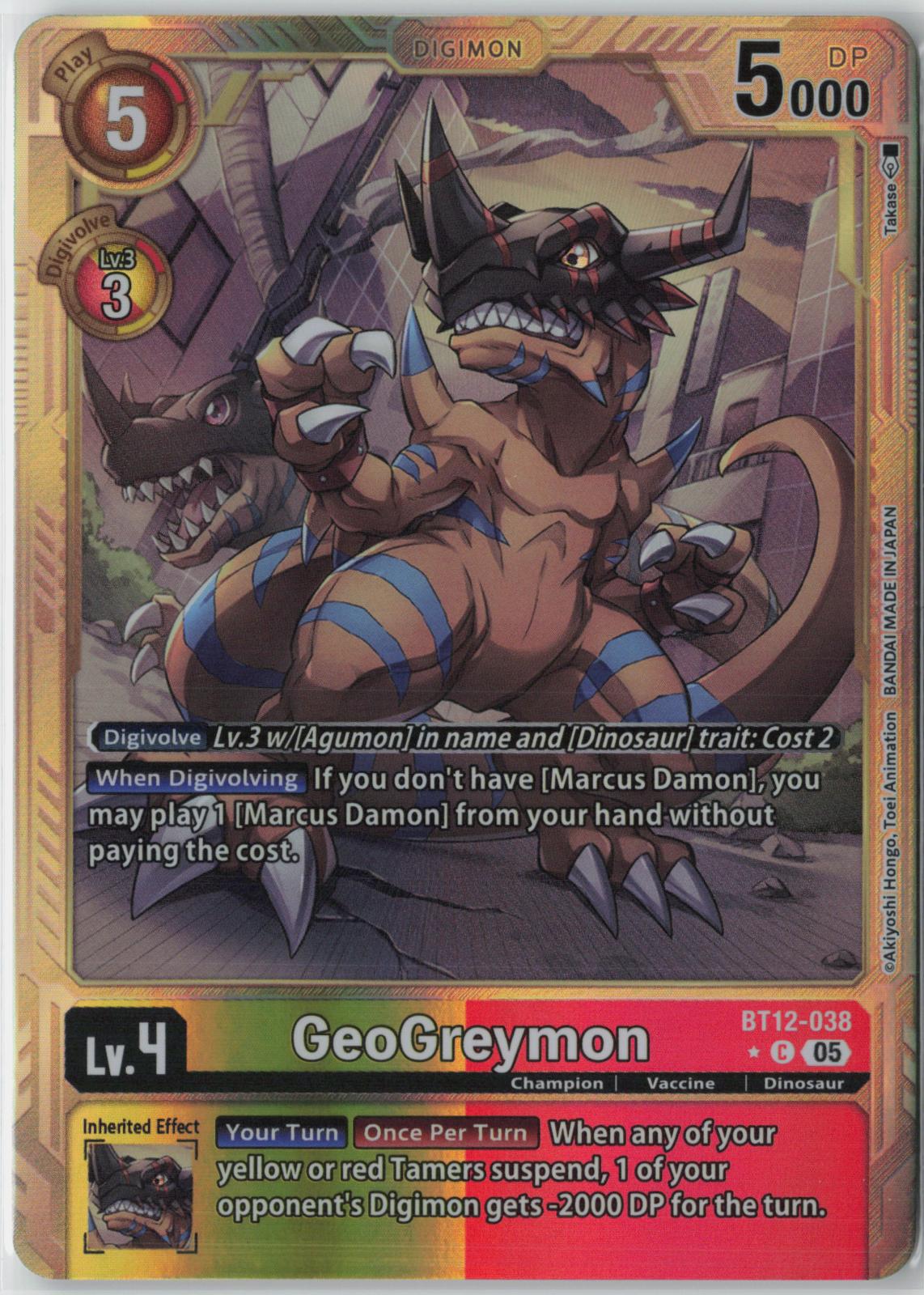 GeoGreymon (BT12-038) Digimon Generation [AD01] Gold Digimon Near Mint