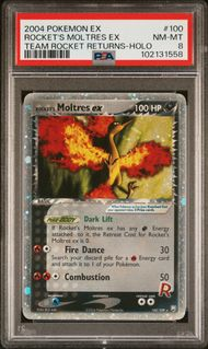 EX TEAM ROCKET RETURNS 100 ROCKET'S MOLTRES EX-HOLO PSA 8