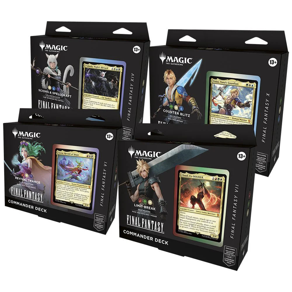 Magic Final Fantasy - Commander Deck display of 4